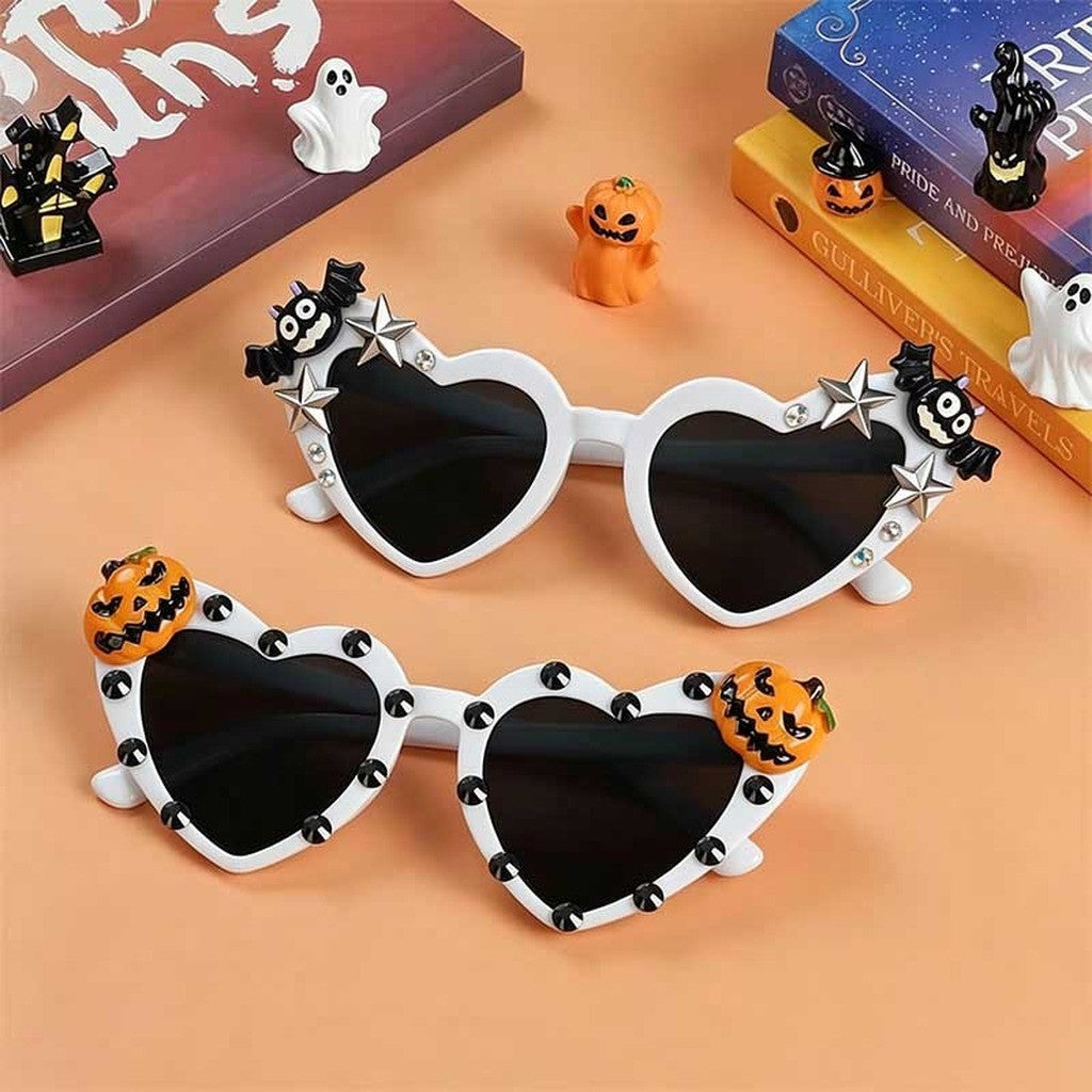 Unisex Sunglasses Dark Lens Halloween Sunglasses Holiday Decorative Sunglasses White Framed Decorative Glasses For Face Shapes