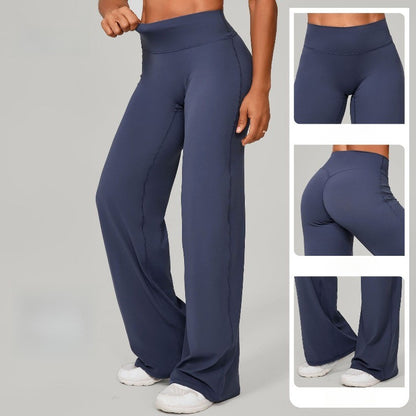Women's Pilates Straight Yoga Pants Versatile Loose Wide-Leg Running Sports Fitness Hip-Lifting Pants