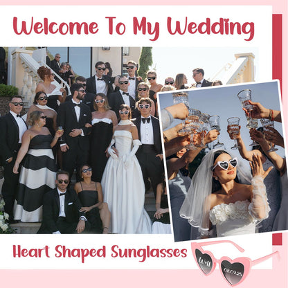 12-120Pcs Custom Wedding Sunglasses Personalised Heart Shaped Sunglasses Wedding Party Favors for Guest Date Initials Custom