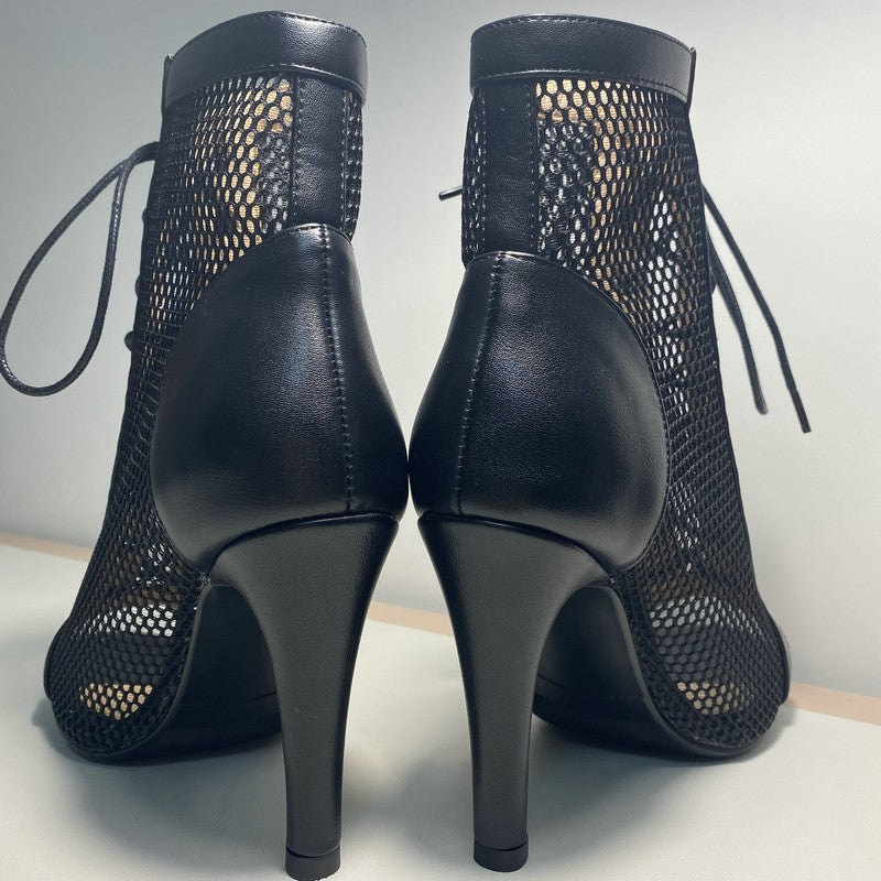 Novas Sandálias Femininas de Salto Alto Sexy Vazadas em Tela Tendência da Moda Verão Conforto Peep Toe Botas Stilettos Jazz Dance Tamanhos Grandes