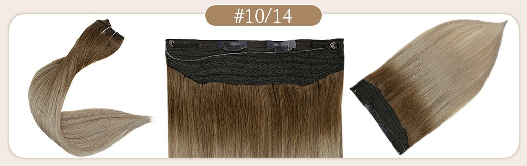 Full Shine Fishing Wire Hair Extensions Cabelo Humano Real Hair Extensions Apliques Para Mulheres Fio Secreto Grosso