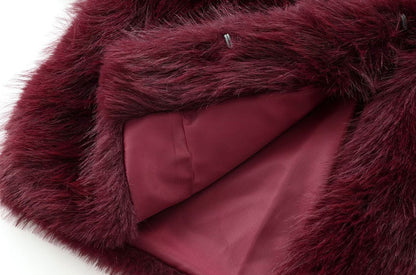 Women's Thick Warm Faux Fur Cropped Jacket, O Neck, Long Sleeve, Female Outerwear, Chic Tops, Fashion