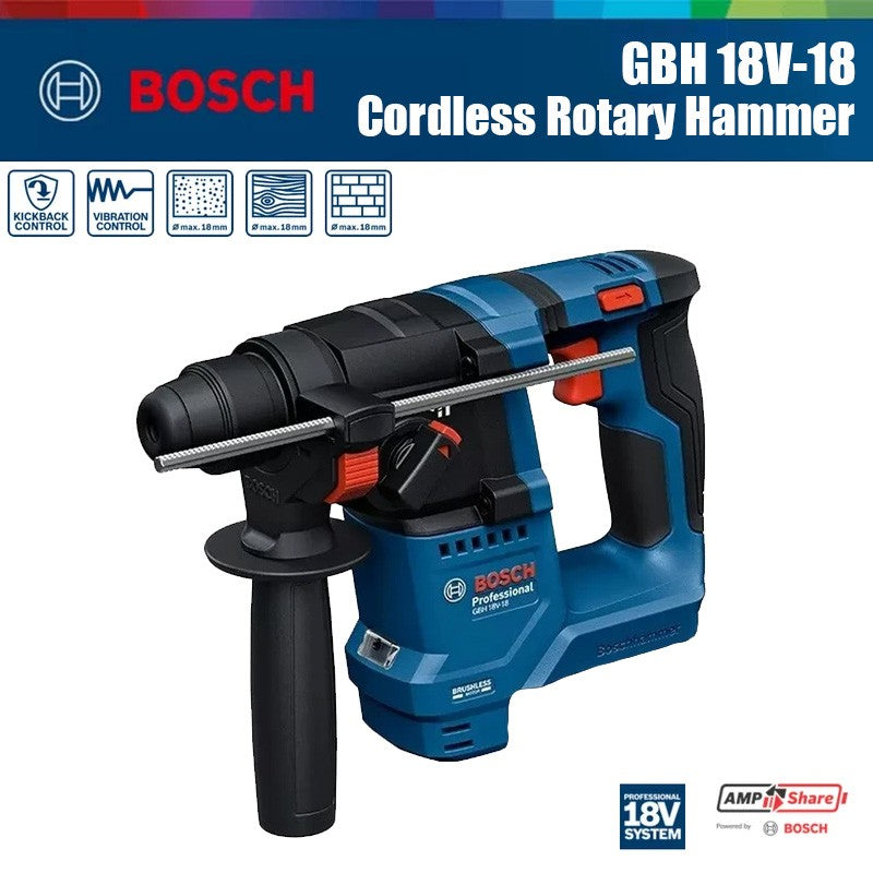 Bosch GBH 18V-18 Martelete Rotativo a Bateria 1,5J Martelete Perfurador SDS PLUS Profissional 18V Ferramentas Elétricas Sem Escovas