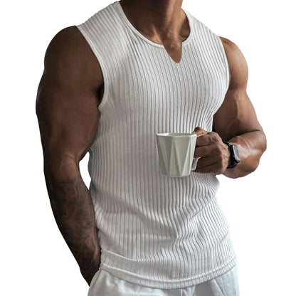 Men s Breathable Sleeveless Gym Tank Tops Summer Workout Muscle Shirts Notched Neck Bodybuilding Fitness Vests