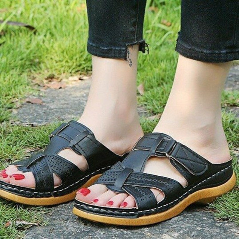 Summer Women Sandals Wedge Sandals Premium Orthopedic Open Toe Sandals Vintage Anti-slip Casual Female Platform Retro Slippers