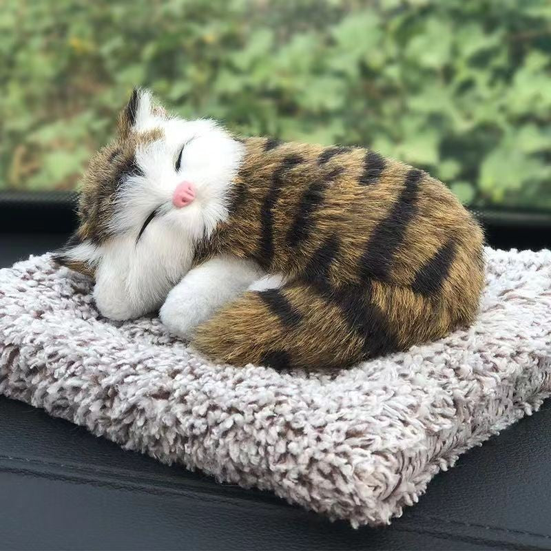 Car Ornaments Cute Simulation Sleeping Cats Decoration Automobiles Lovely Plush Kittens Doll Toy Children Gifts Auto Accessories
