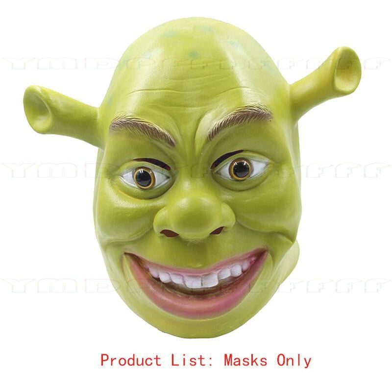 Movie Green Monster King Shrek Cosplay Mask Headset Gloves Halloween Makeup Ball Party Funny Adult Latex Cartoon New