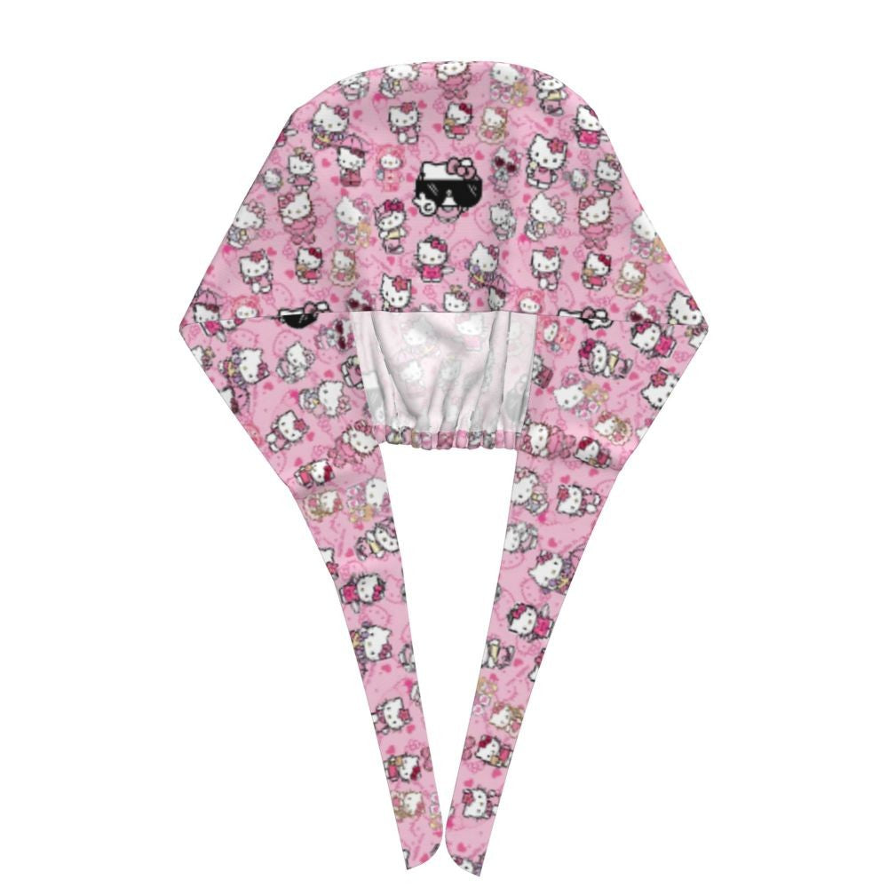 Custom Hello Kitty Medical Staff Scrubs Hat Women Men Cartoon Chara For Chef Hat Scrub Caps