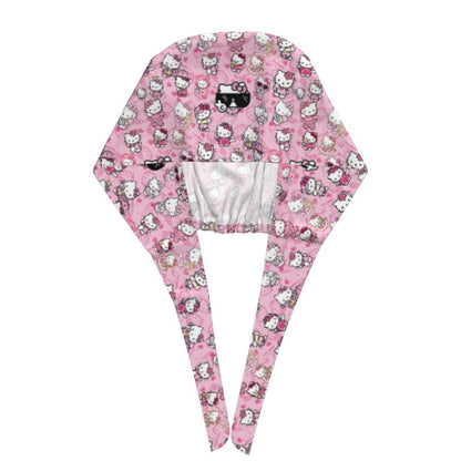 Custom Hello Kitty Medical Staff Scrubs Hat Women Men Cartoon Chara For Chef Hat Scrub Caps