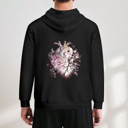 Bloom Floral Heart Human Anatomy pink watercolor style flowers Hoodie fashion men new hooded tee