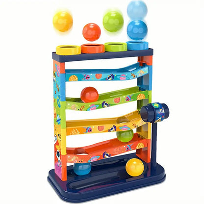 Brinquedo de Rampa Deslizante de Bolinhas de 5 Camadas Coloridas, Brinquedo Educacional de Batida, Brinquedo Montessori, Presente de Aniversário