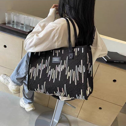 Large Capacity Canvas Bag Versatile Bag Women's Fashion Portable Shoulder Commuter Tote Bag Ethnic Style