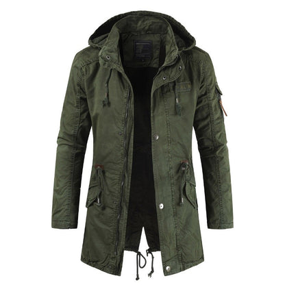 New Mens Jackets Hooded Trench Outerwear Casual Solid Outdoor Coat Military Windbreaker Fashion Windproof Jacket Mens Clothing