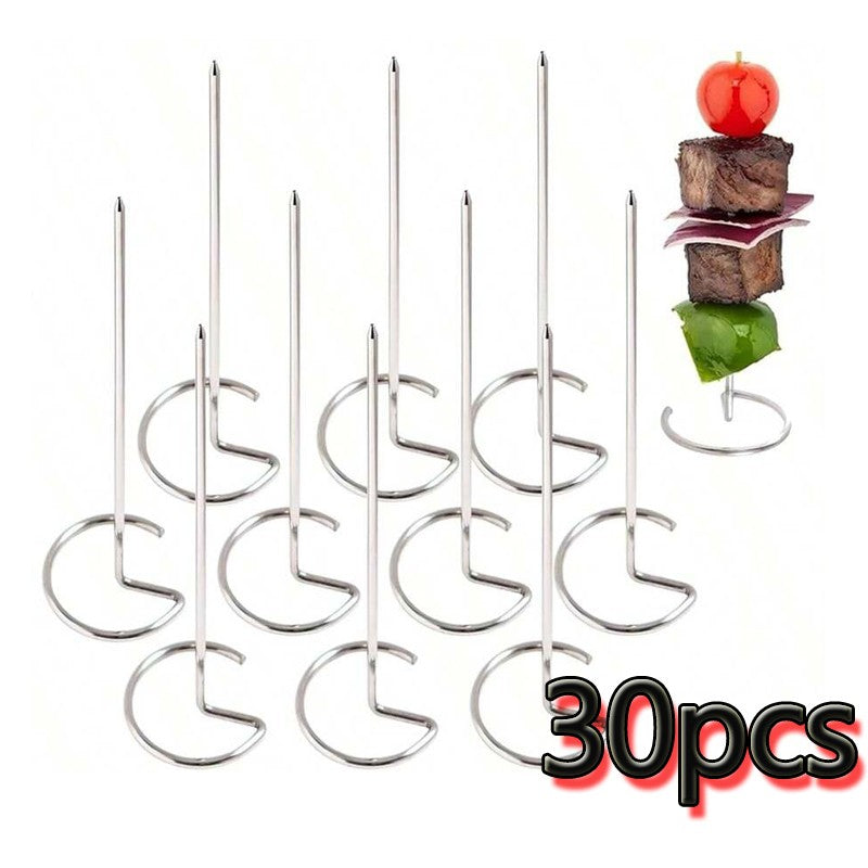 10/20/30pcs Kabob Skewers Stainless Steel Sticks For Grilling Reusable Kebab Tool Barbecue Stainless Steel BBQ Stick Chicken