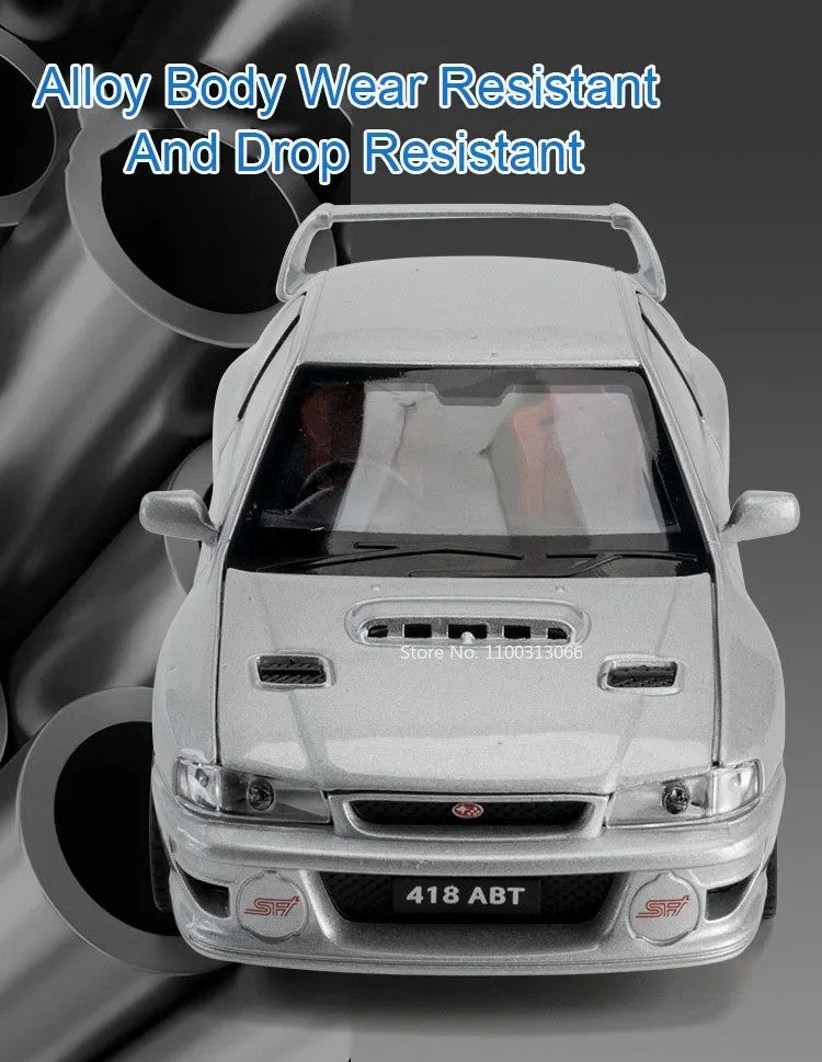 1:32 Subaru Impreza Modelo de Brinquedo de Carro Esportivo de Liga Leve, Carro Superesportivo em Miniatura Fundido com Luz e Som, Portas que Abrem e Fricção para Presentes Infantis