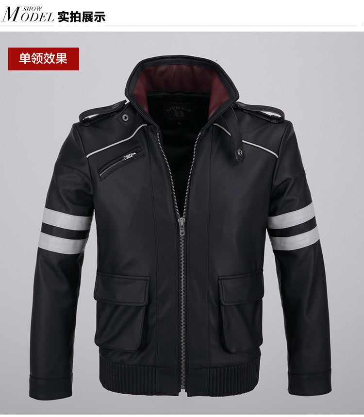 CosZtkhp Double Collars!Game Prototype Alex Mercer PU Leather Jacket Winter Coat Halloween Cosplay Costumes for Women/Men M-4XL