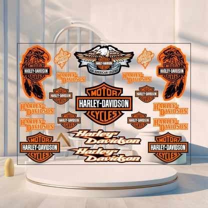 Kit de Decalques para Tanque de Moto com Logotipo Refletivo Harley Davidson