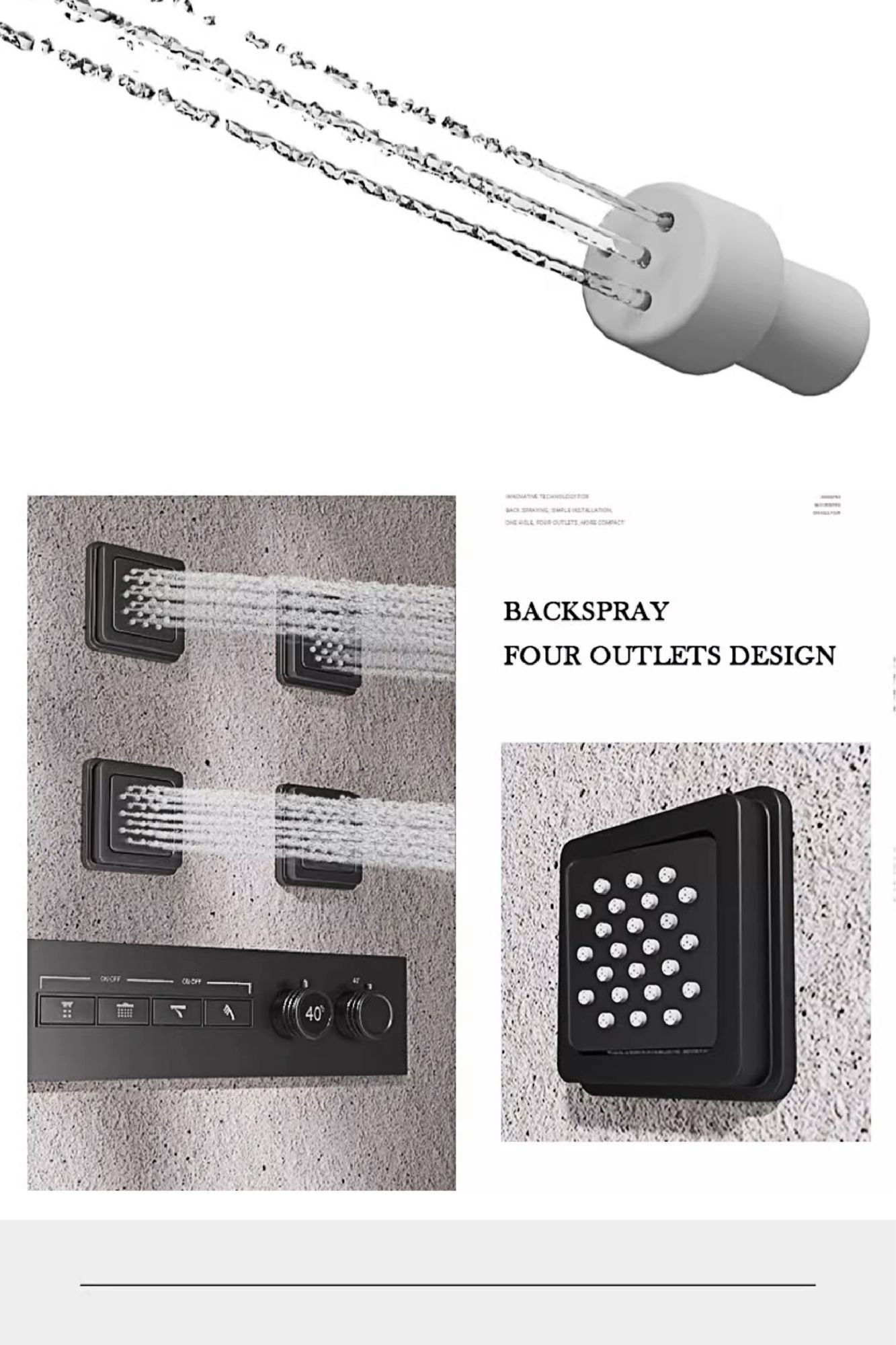 Luxury gun gray brass shower system with ceiling design Hidden LED digital display Dual control of Hot & Cold  bathroom Faucet
