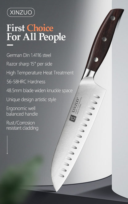 XINZUO 1PC/5PCS High Quality 3.5+5+8+8+8"  Paring Utility Cleaver Chef Knife Germany 1.4116 Stainless Steel Kitchen Knife Sets