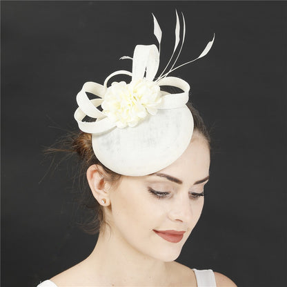 Acessórios de Cabelo para Noiva Bege Imitação Fascinators Chapéus Chapéu de Coquetel Ocasião Chapelaria Tiara