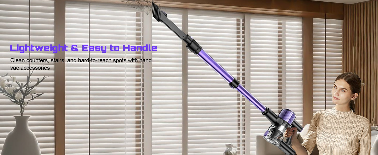 Cordless Vacuum Cleaner, 40Kpa/500W/45min 10 in 1 Powerful Stick Lightweight Vacuum Cleaner for Home Pet Hair/Hard Floor/Carpet
