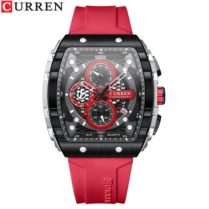 CURREN Fashion men watch brand unique square design luxury quartz sports tape watches men waterproof
