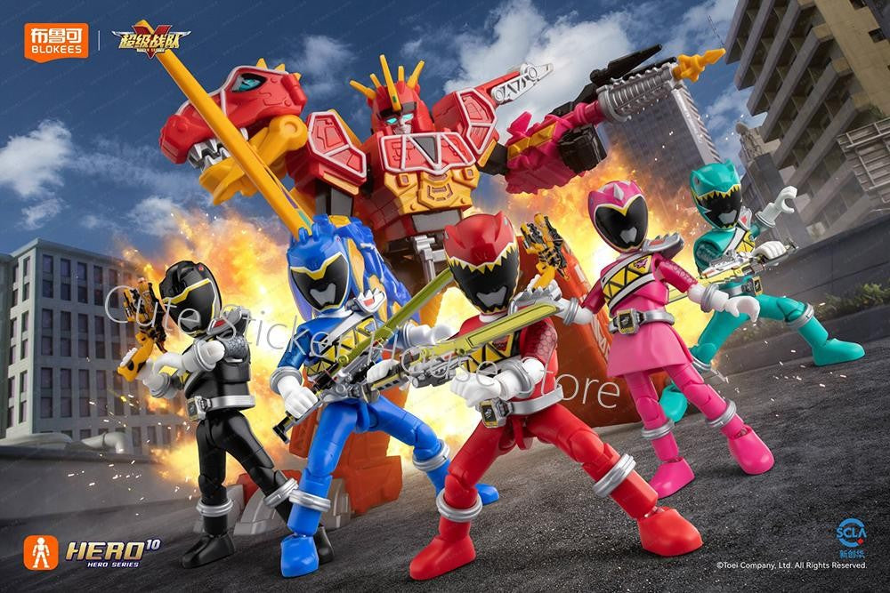 [Em Estoque] Original Blockee Super Senta Zyuden Kyoryuger Power Rangers Dino Super Charge Blocos de Montar Bonecos Brinquedos de Montagem