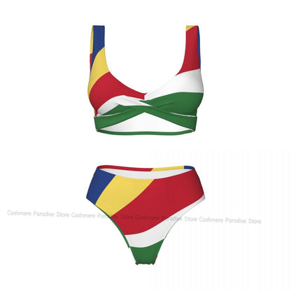 Seychelles Flag Women Bikini Set Swimsuit Push Up Female Swimwear Bathing Suit