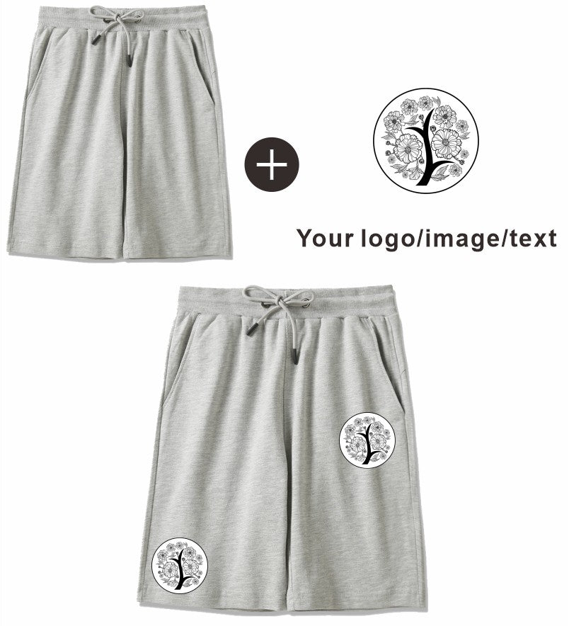 Summer Casual Short Customized 100% Cotton Short Pant Embroidery Company Team Logo Comfortable Pant Printing Personality Pattern