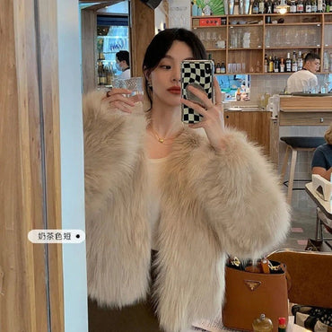 Faux Fur Coat Womens Clothing 2025 New Fashion Casual Imitation Fox Fur Coat Female  Short Loose Comfortable Winter Jacket