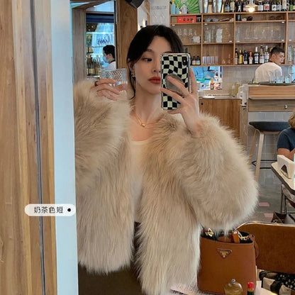 Faux Fur Coat Womens Clothing 2025 New Fashion Casual Imitation Fox Fur Coat Female  Short Loose Comfortable Winter Jacket