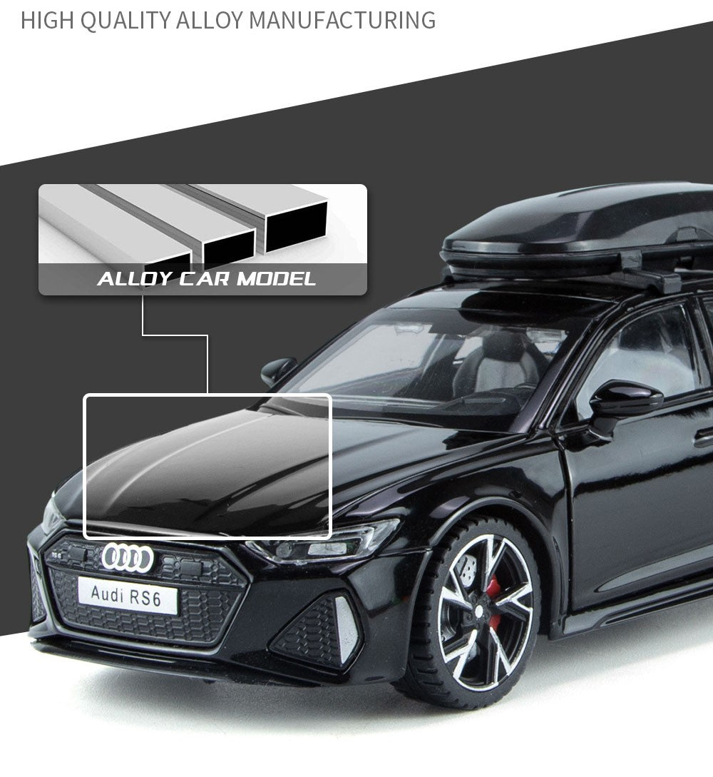 1/32 Audi RS6 Modelo de Carro de Brinquedo com Luz Sonora Portas que Abrem Liga Diecast Modelo de Veículo de Coleção Brinquedo para Menino Adulto Presente de Festival