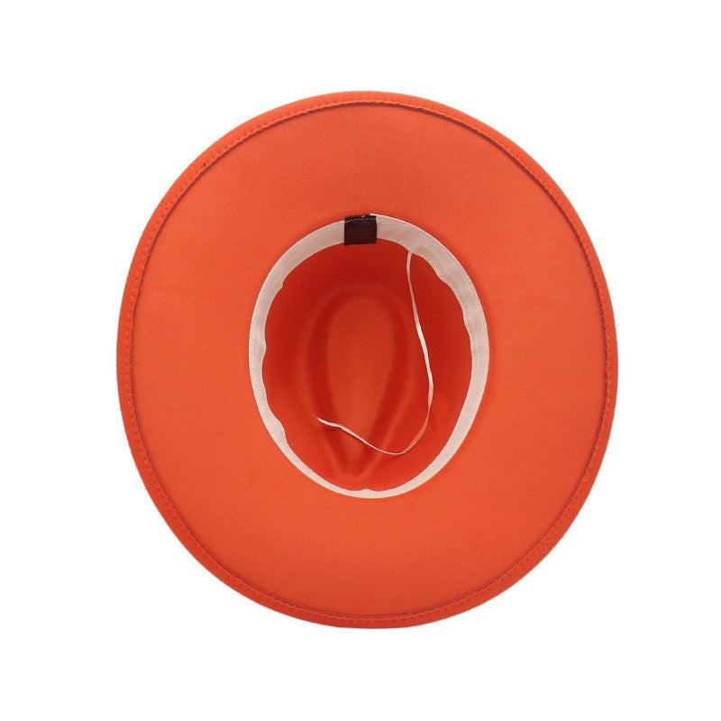 9.5cm Wide Brim Fedora Hats with Brown Belt Autumn Winter Women Party Top Hat Men Jazz Retro Cowboy Felt Cap Panama Sun Hat