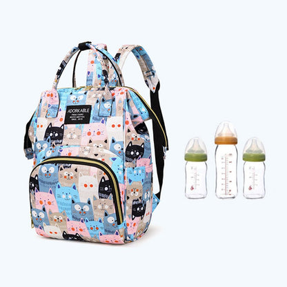 Large Capacity Mommy Bottle Insulated Storage Bag Diaper Storage Bag Cartoon Fashion Backpack Large Capacity Travel Bag New