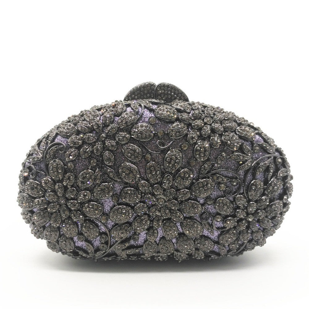 female Hollow Out Golden/black/gray Diamond Wedding Party Handbag Purse Women Crystal Clutch Evening Minaudiere Bag mom gifts