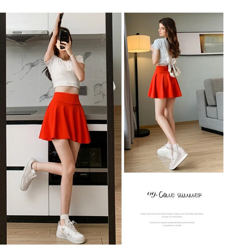 Bubble Short Skirt Women Half Skirt Anti Exposure High Waist Sun Underwear Hundred Pleats