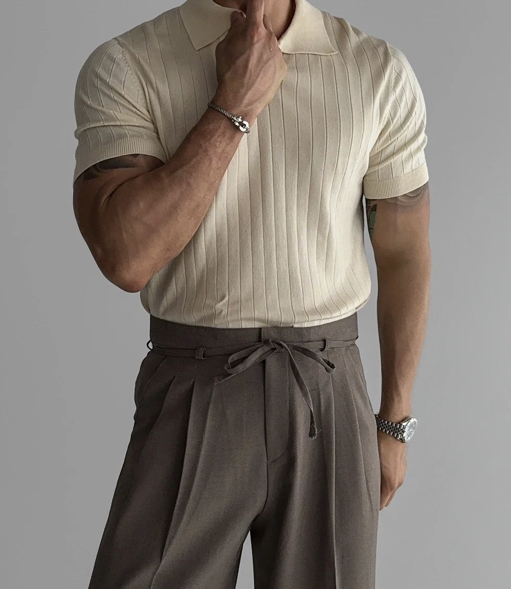 Men Slim Fit Polo Shirts Solid Stretch Sexy Collared TShirt Fashion Trendy Cotton Casual Top Summer Clothes Comfortable Stretchy