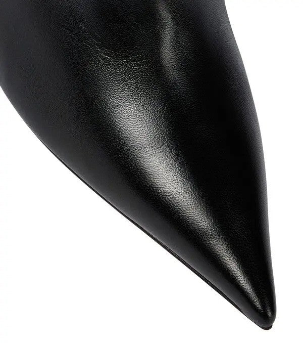 Women's New Pointed Pleated High-heeled Knee High Boots, Autumn and Winter Suede Thigh Boots, Women's Plus Size Stacking Boots