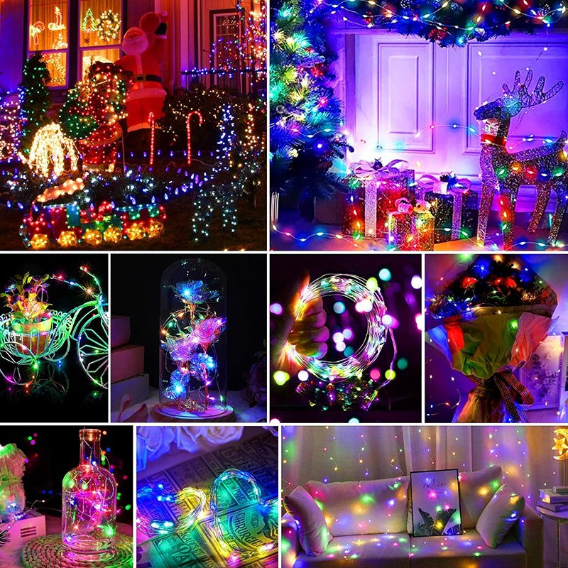 10pcs LED Fairy Light Battery Powered String Lights Waterproof Silver Wire Moon Light For DIY Wedding Party Bedroom Cake Decoar