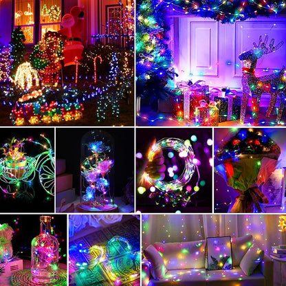 10pcs LED Fairy Light Battery Powered String Lights Waterproof Silver Wire Moon Light For DIY Wedding Party Bedroom Cake Decoar