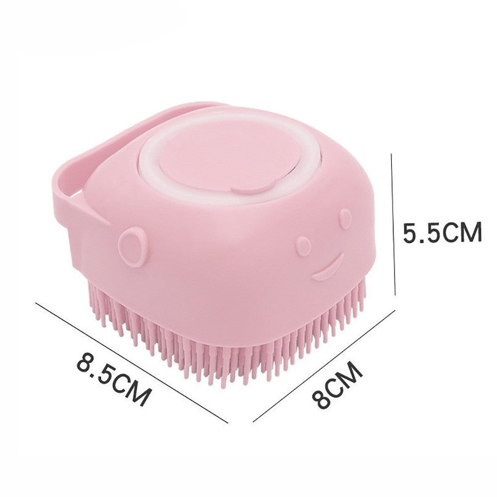 Escova de Banho para Animais de Estimação em Borracha Macia de Silicone com Reservatório de Shampoo Integrado Desembaraçadora e Autolimpante para Cães e Gatos Escova de Banho