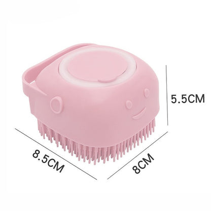 Escova de Banho para Animais de Estimação em Borracha Macia de Silicone com Reservatório de Shampoo Integrado Desembaraçadora e Autolimpante para Cães e Gatos Escova de Banho