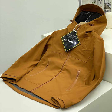 ARC Outdoor Fashion Casual Skiing Men's Sports Plus Fleece Soft Shell British Style Fishing Retro Seamless Adhesive Jacket