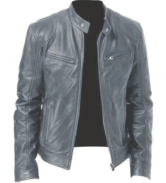 2025 Autumn/Winter New Fashionable PU Leather Men's Casual Jacket Wholesale Amazon European Style Motorcycle Leather Coat