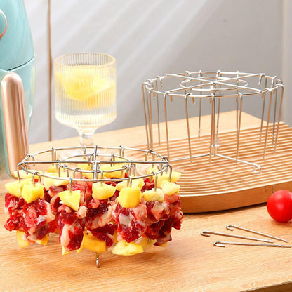 Stainless Steel Grill With 24 Skewers Air Fryer Stand Can Air Fryer Skewer Rack Stainless Steel Wire Rack Kitchen Gadgets Grill