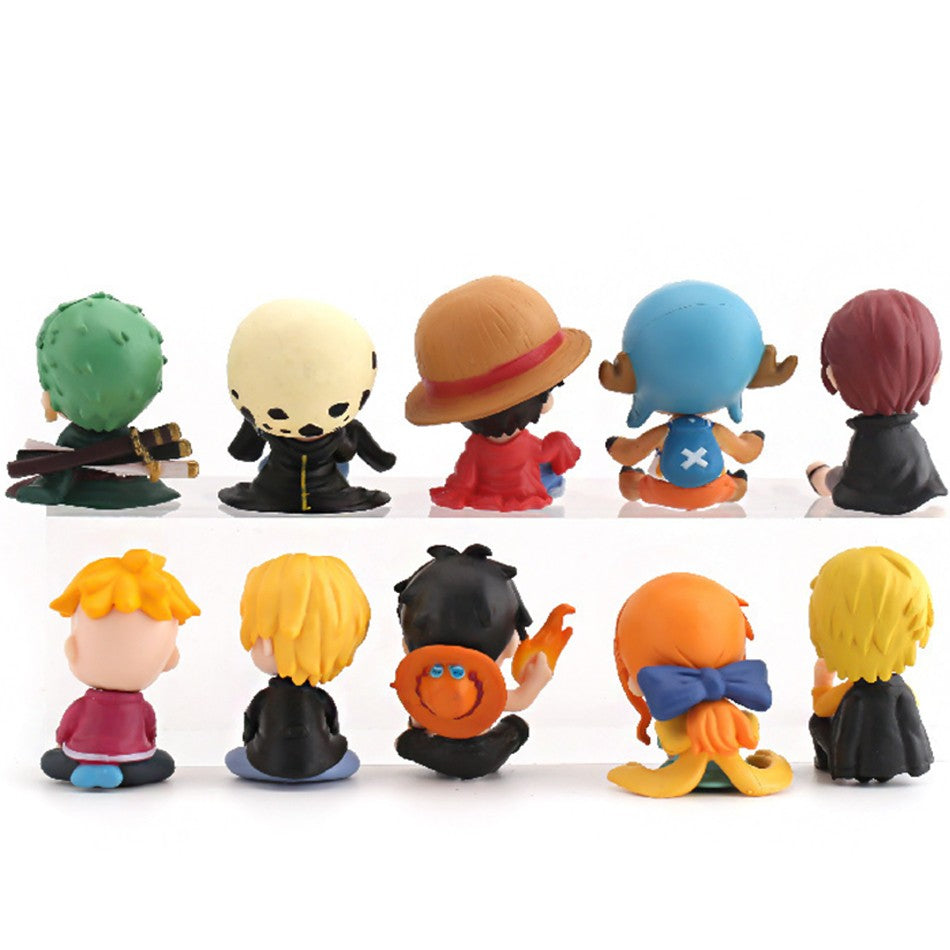 Conjunto com 10 peças Anime One Piece Brinquedos Luffy Roronoa Zoro 4cm Q Versão Action Figura Kawaii Boneca Decoração de Carro Modelo de PVC Presente