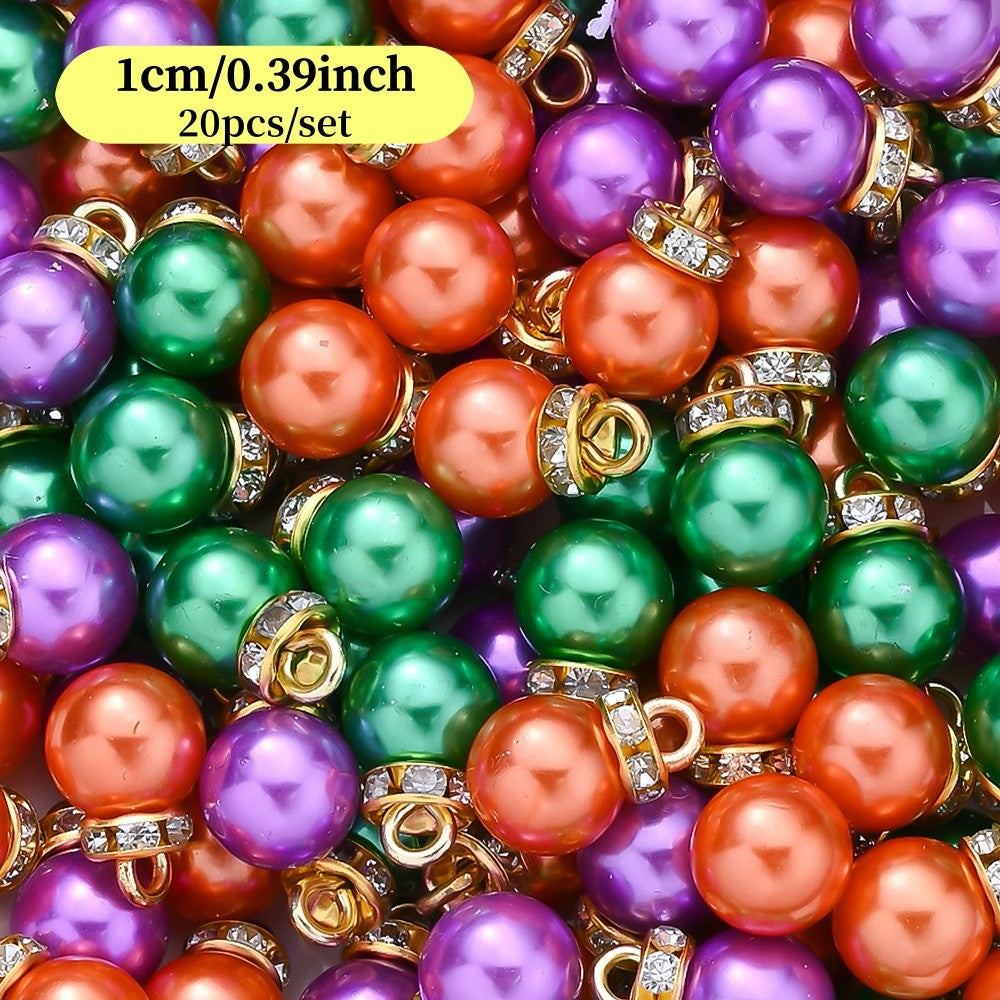 20pcs/set Shiny CCB Christmas Beads Pendant Classic Golden Rhinestone Spacer Beads For Earrings  Making Fashion Accessories