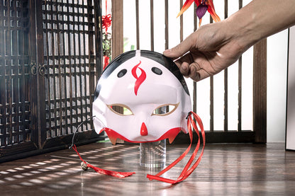 Half Face COS Ancient Style Red Makeup Awakening Headwear Face Mask Japanese Fox Halloween Mask