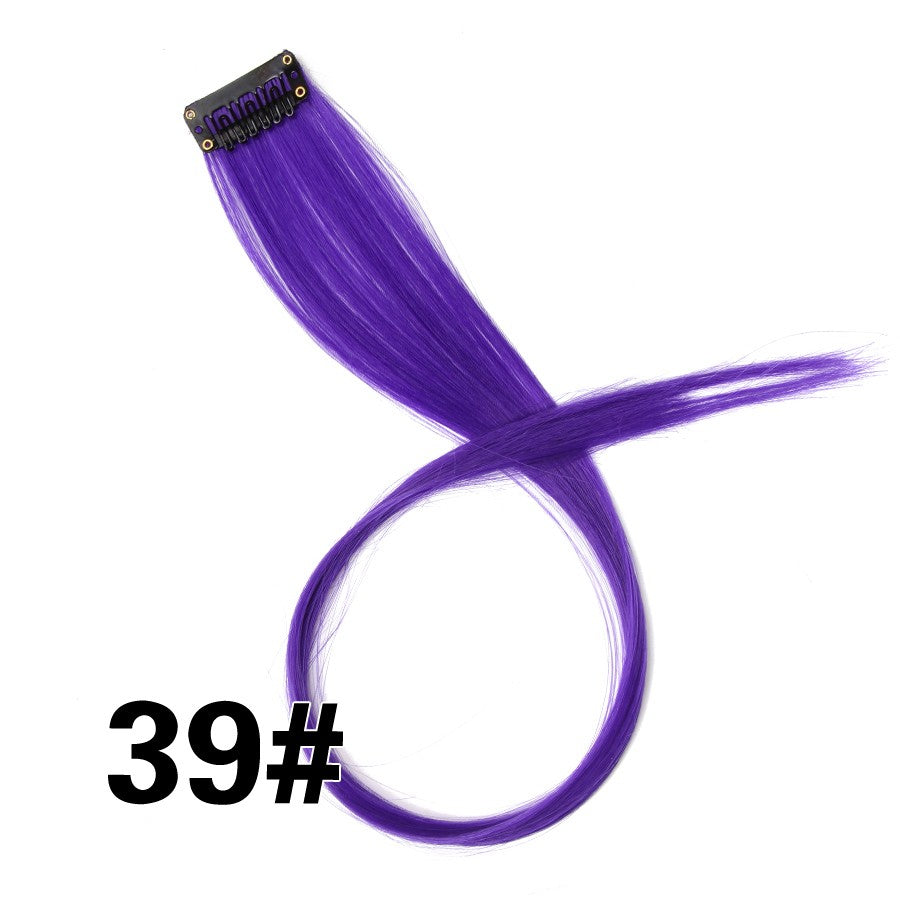 Apliques Sintéticos Presilha de Uma Peça Extensões de Cabelo Arco-Íris Cabelo Sintético Liso Peças de Cabelo de 45cm Longo Ombré Rosa Roxo Vermelho Azul