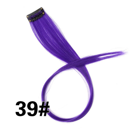 Apliques Sintéticos Presilha de Uma Peça Extensões de Cabelo Arco-Íris Cabelo Sintético Liso Peças de Cabelo de 45cm Longo Ombré Rosa Roxo Vermelho Azul